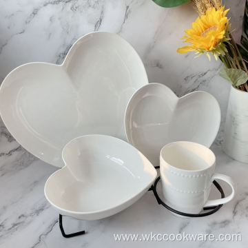 Heart-Shaped White Porcelain Cutlery Set